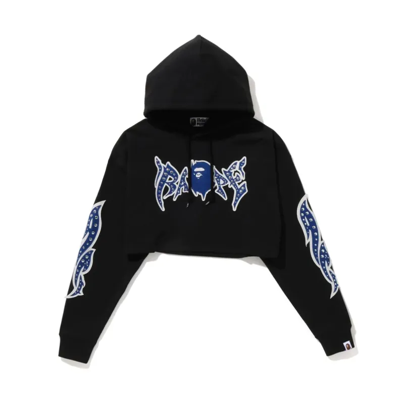 Bape Graffiti Studded Cropped Hoodie Black (Ladies) sold by PLUS