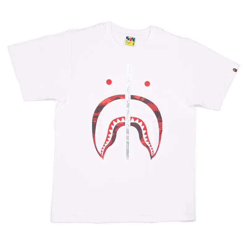 BAPE Color Camo Shark Tee White/Red sold by PLUS