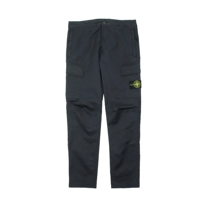 Stone Island Stretch Cotton Gabardine Cargo Pants Blue sold by PLUS