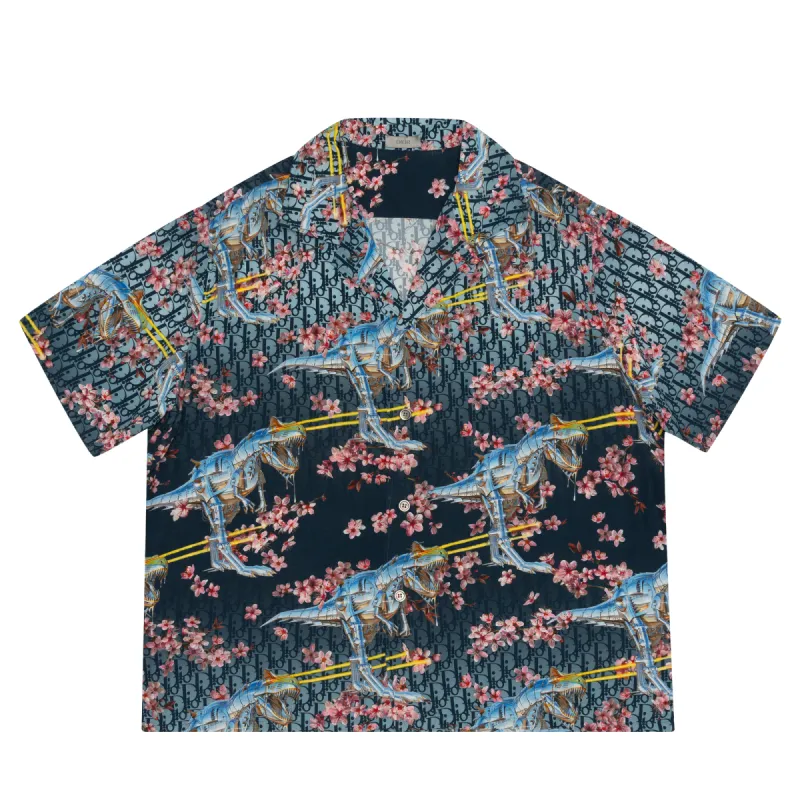 Dior x Sorayama Oblique Dinosaur Button Down Shirt Blue (SS19) sold by PLUS
