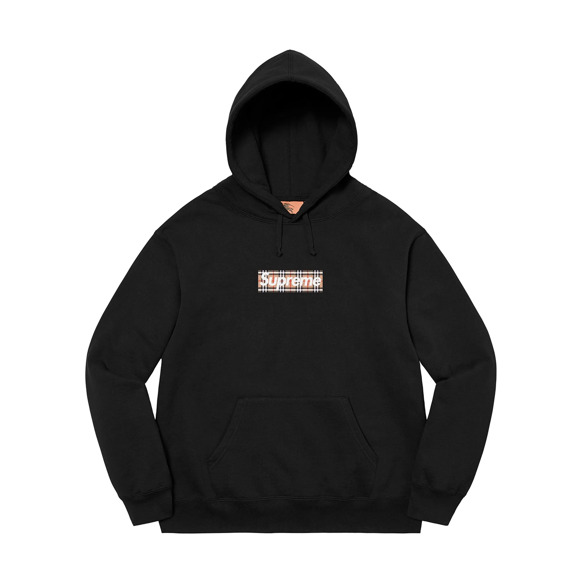 Supreme Burberry Box Logo Hooded Sweatshirt Black sold by PLUS