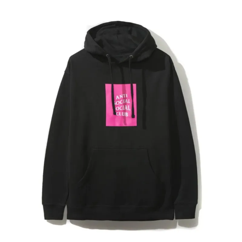 Anti Social Social Club Box Logo Hoodie Neon Pink/Black sold by PLUS