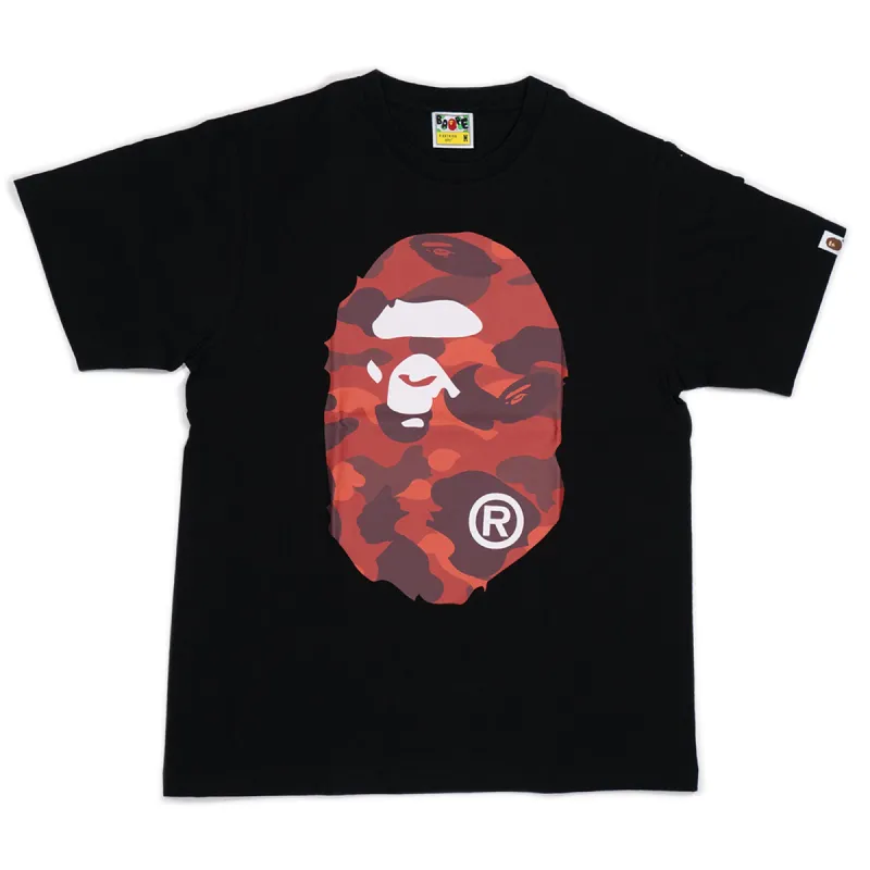 BAPE Color Camo Big Ape Head Tee Black/Red sold by PLUS
