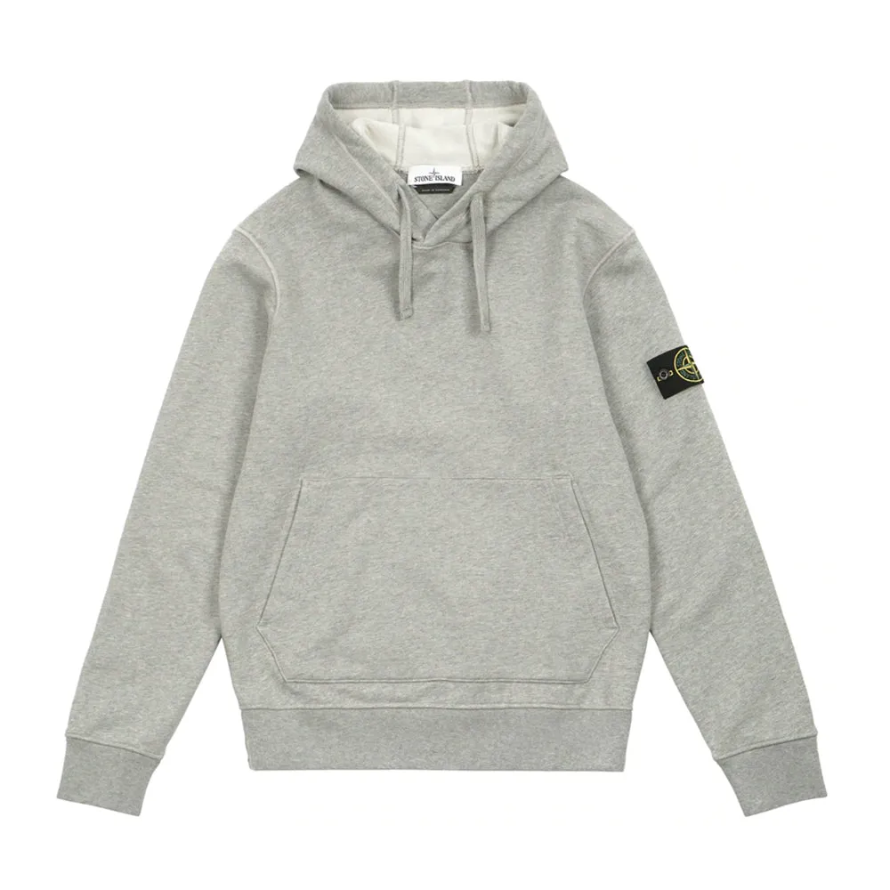 Stone Island Cotton Fleece Hooded Sweatshirt Dust Melange sold by PLUS