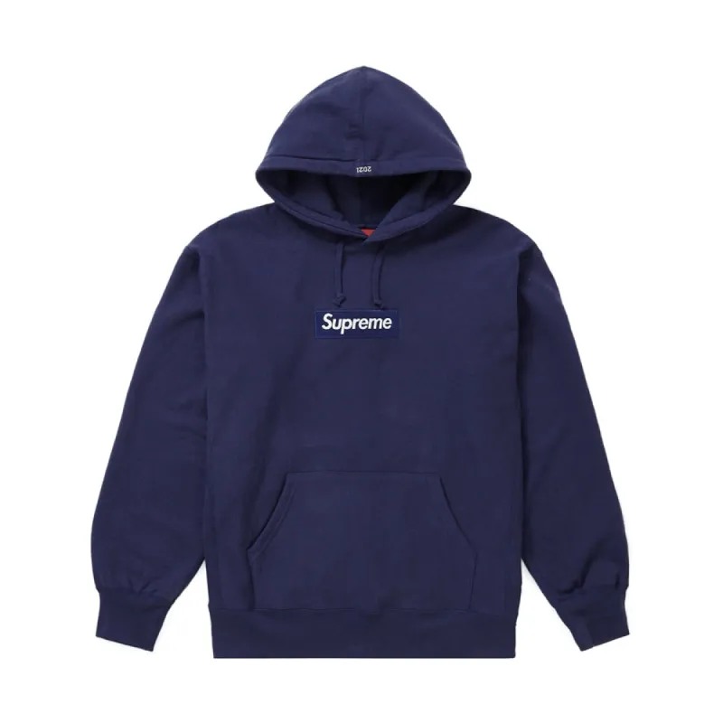 Supreme Box Logo Hooded Sweatshirt (FW21) Washed Navy sold by PLUS