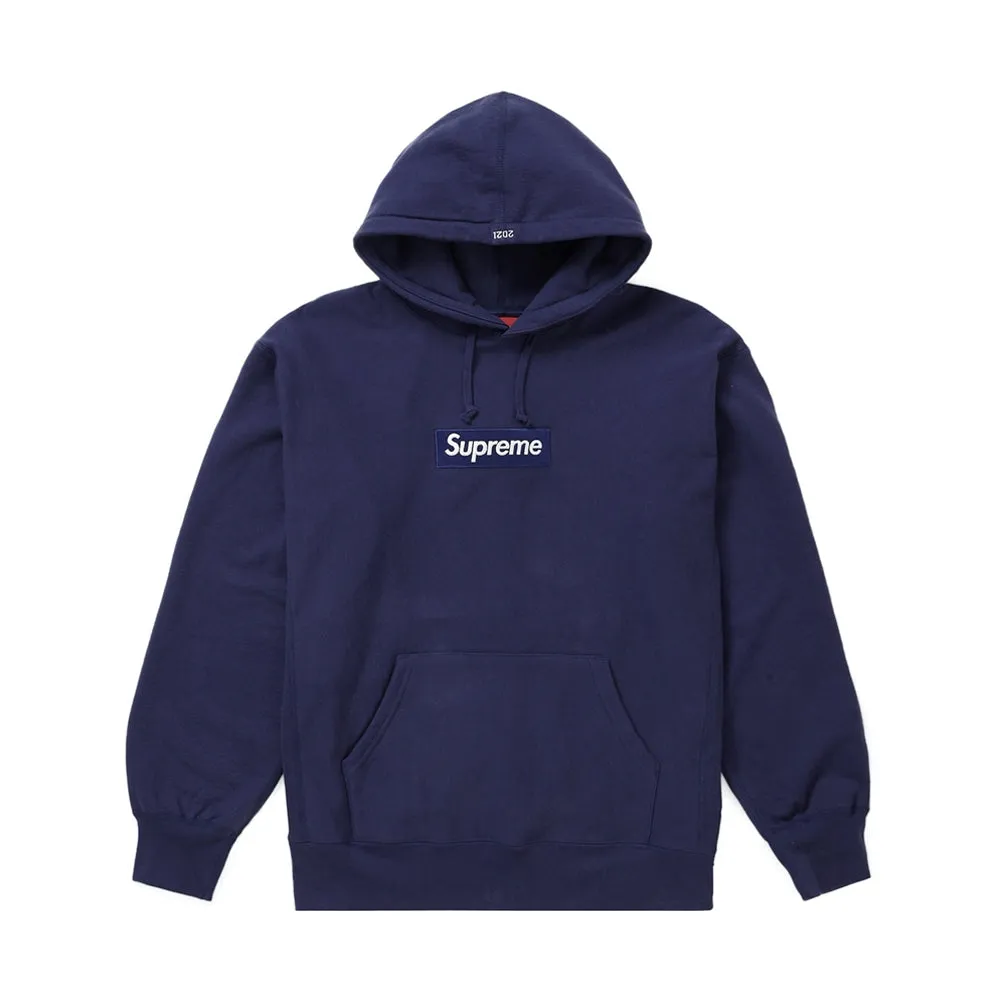 Supreme Box Logo Hooded Sweatshirt (FW21) Washed Navy sold by PLUS