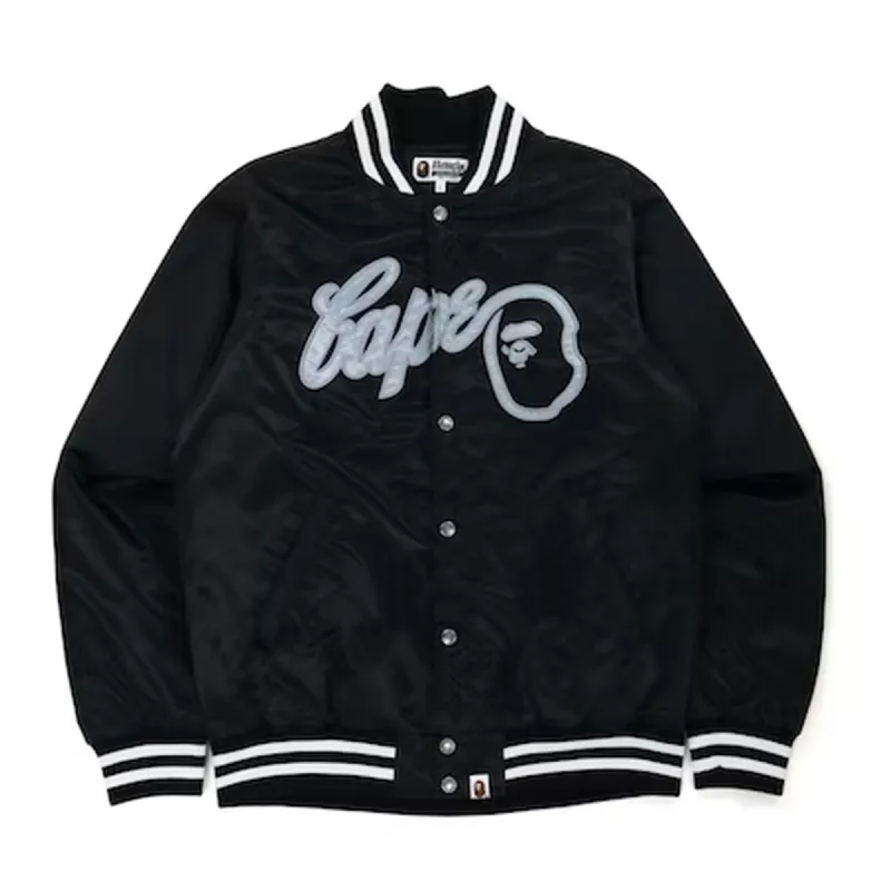Bape Baseball Varsity Jacket Black sold by PLUS
