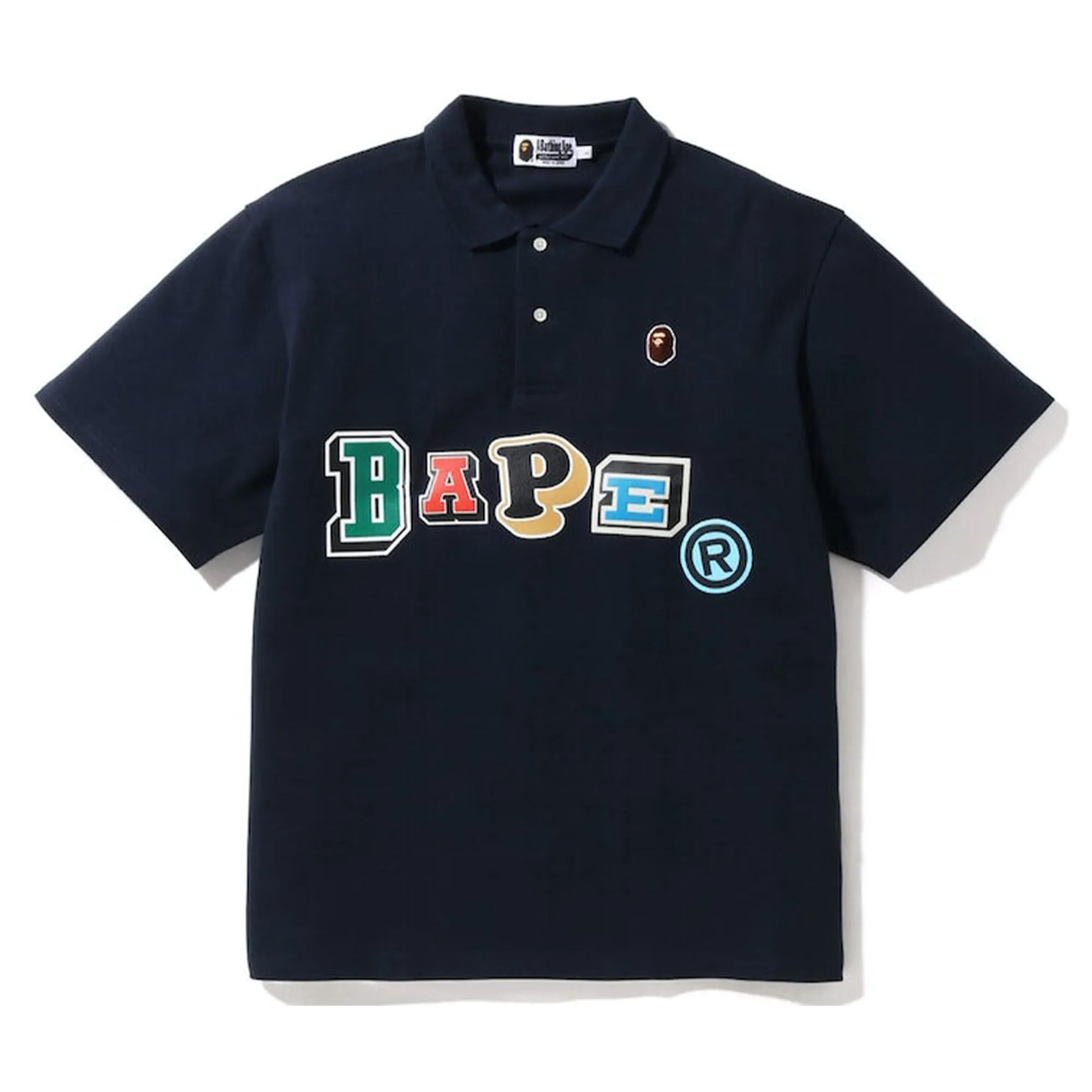 Bape Multi Fonts Relaxed Fit Polo Navy sold by PLUS