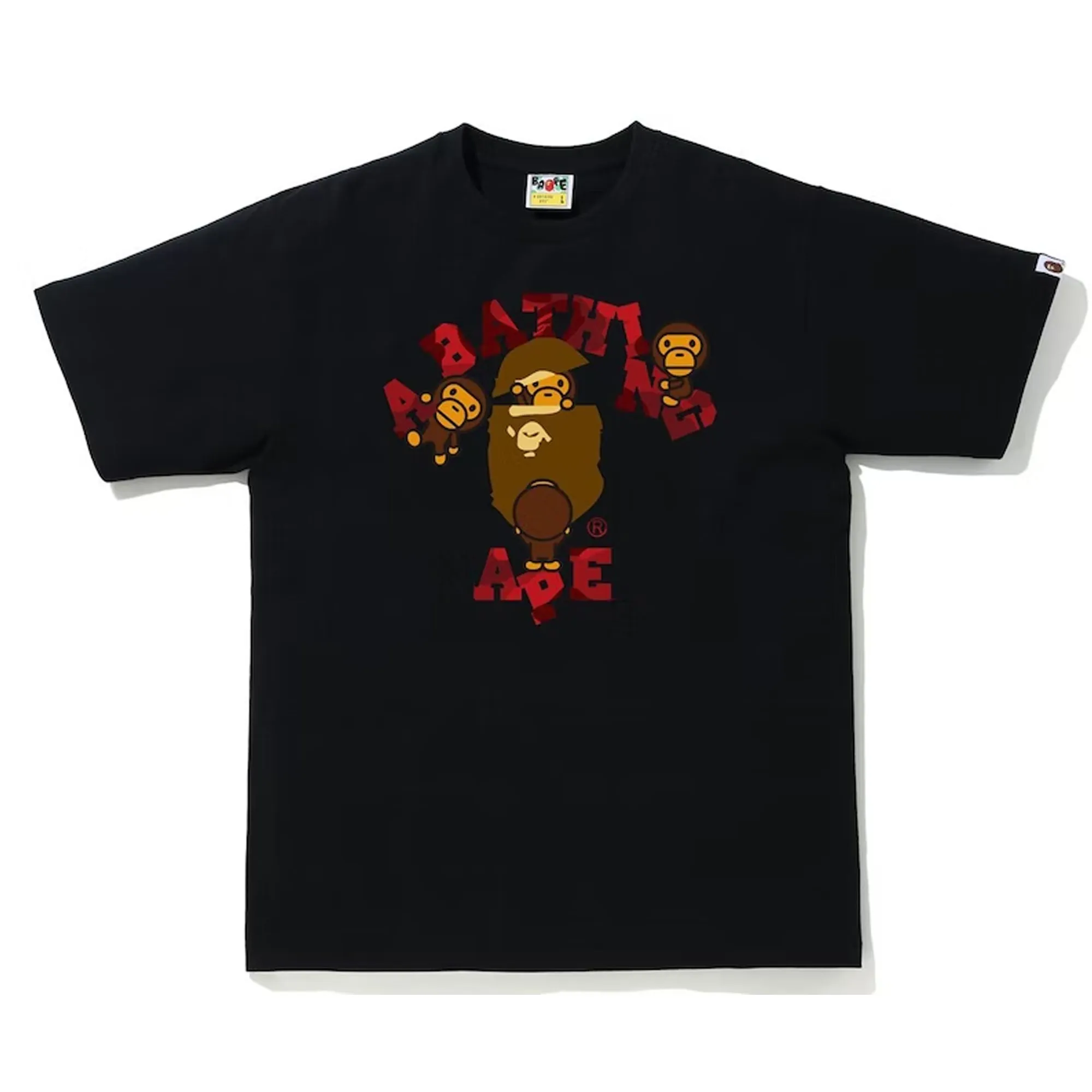 Bape Color Camo College Milo Tee Black/Red sold by PLUS