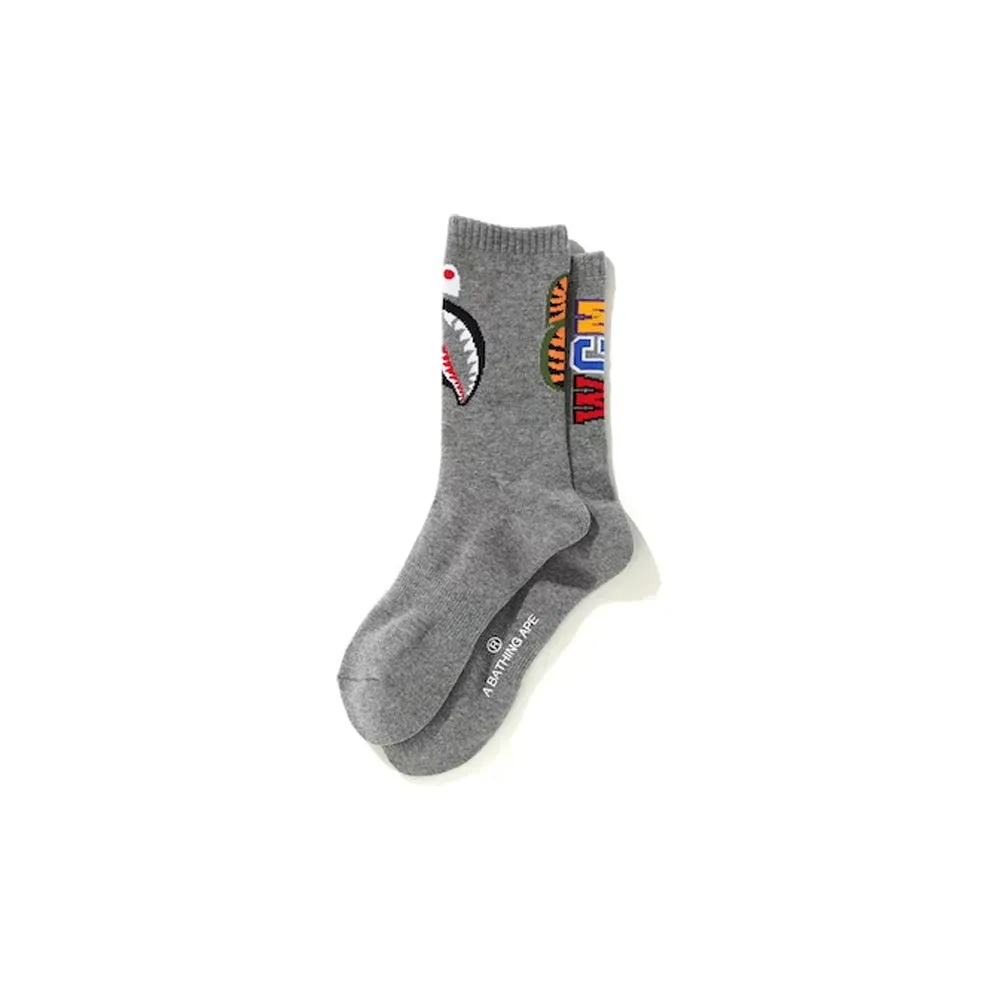 Bape WGM Shark Socks Gray sold by PLUS