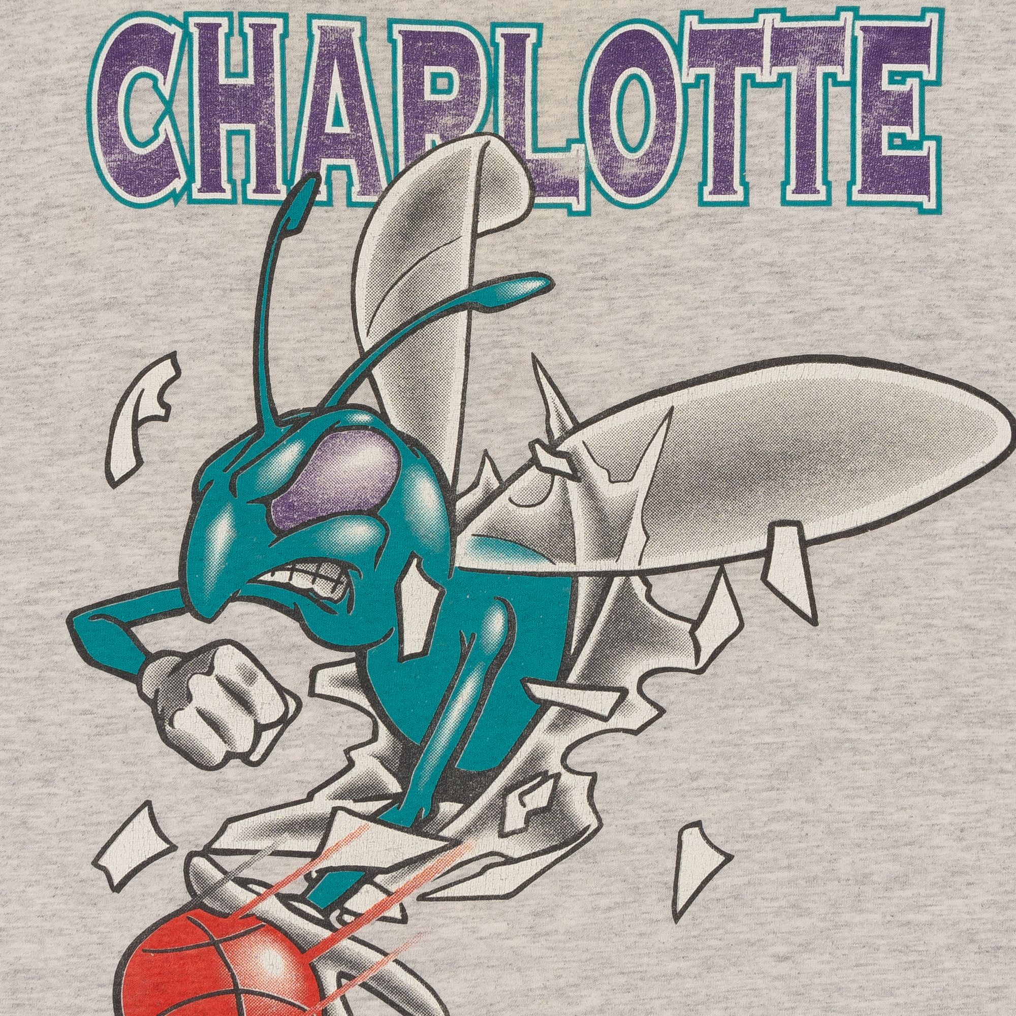 Charlotte Hornets Nutmeg Double-Sided 90s NBA Tee Grey sold by PLUS product image thumbnail 2