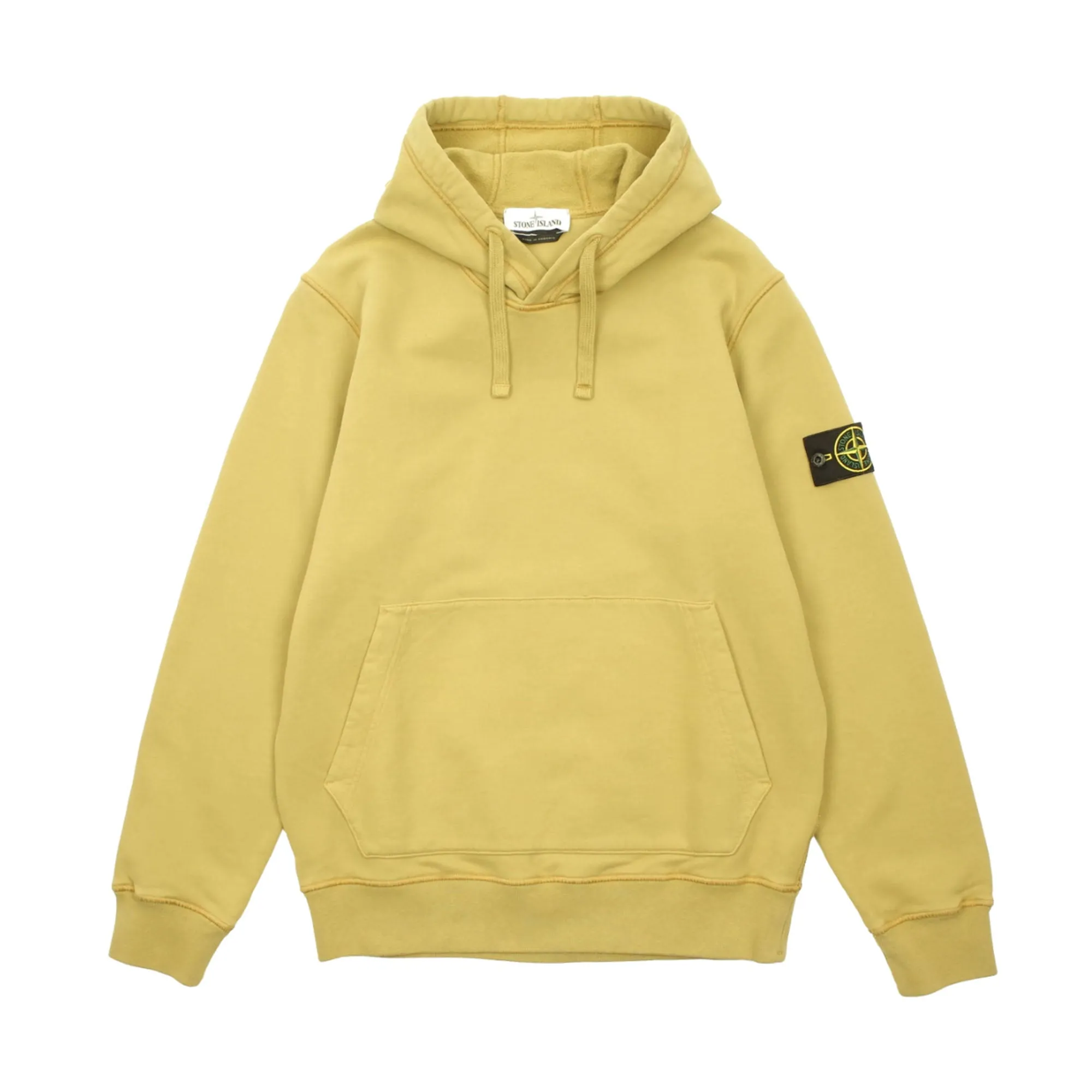 Stone Island Brushed Cotton Fleece Hooded Sweatshirt Dark Beige sold by PLUS