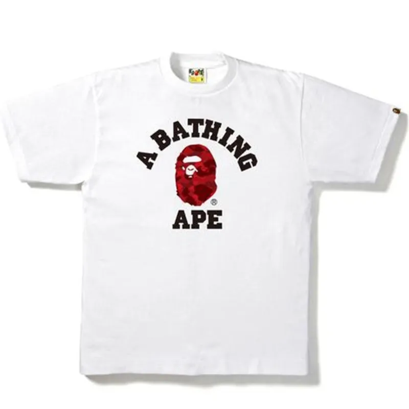 Bape Color Camo College Tee White/Red sold by PLUS