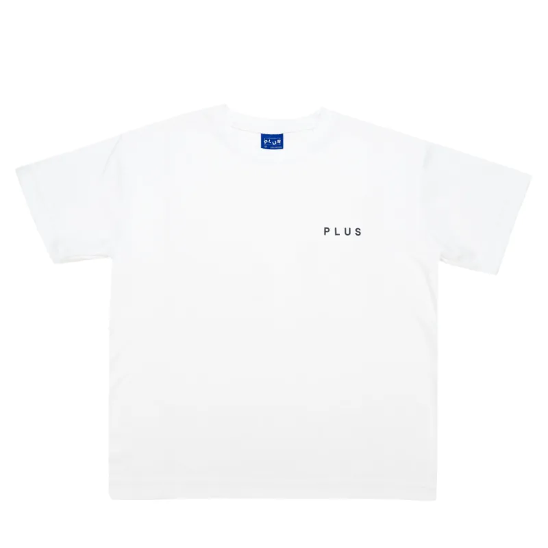 PLUS Basics Spell Out Logo Heavyweight Tee White sold by PLUS