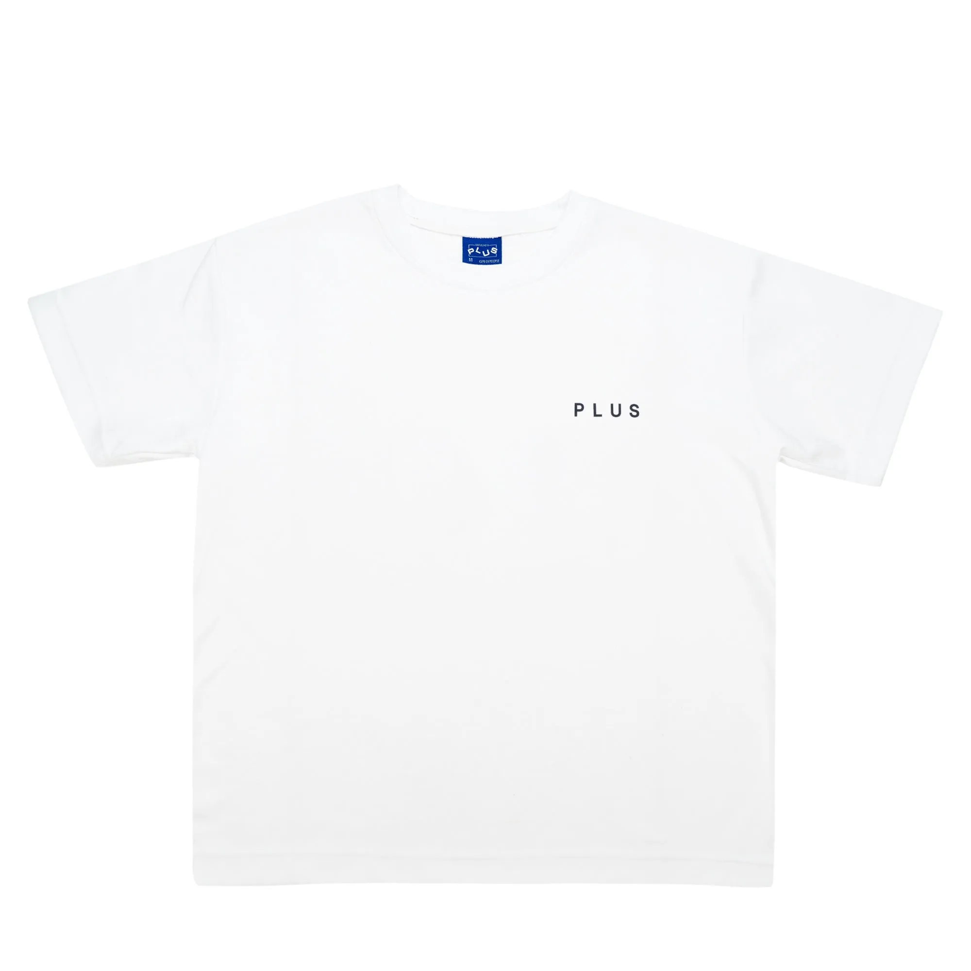 PLUS Basics Spell Out Logo Heavyweight Tee White sold by PLUS