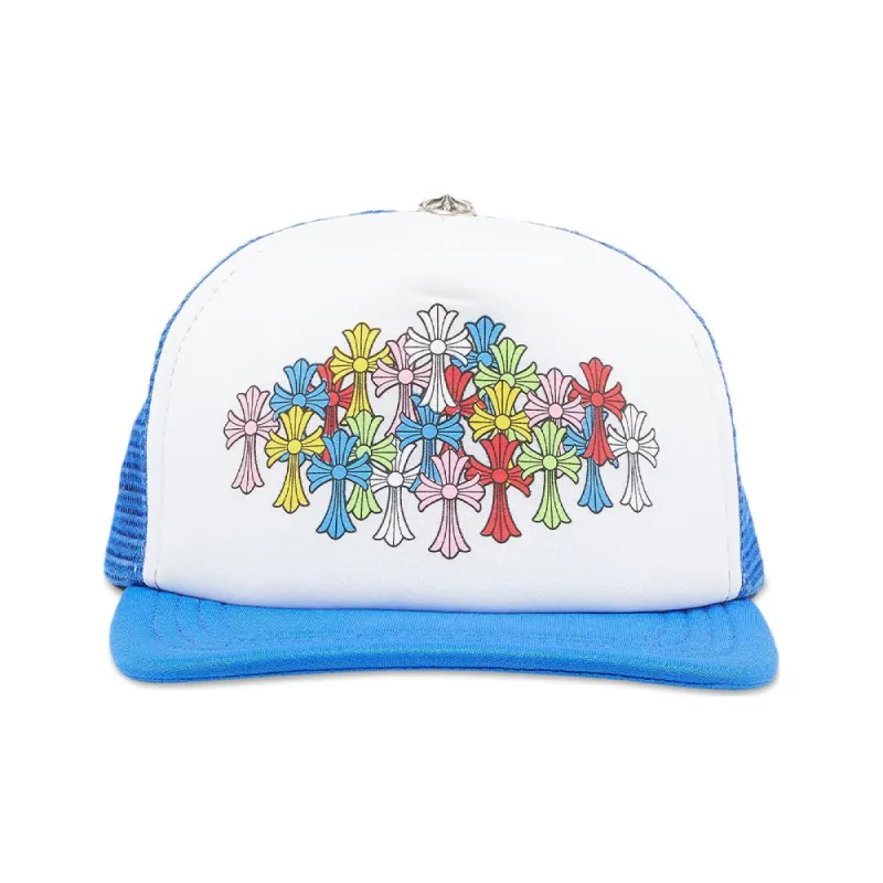 Chrome Hearts Multi Color Crosses Trucker Hat Blue/White sold by PLUS