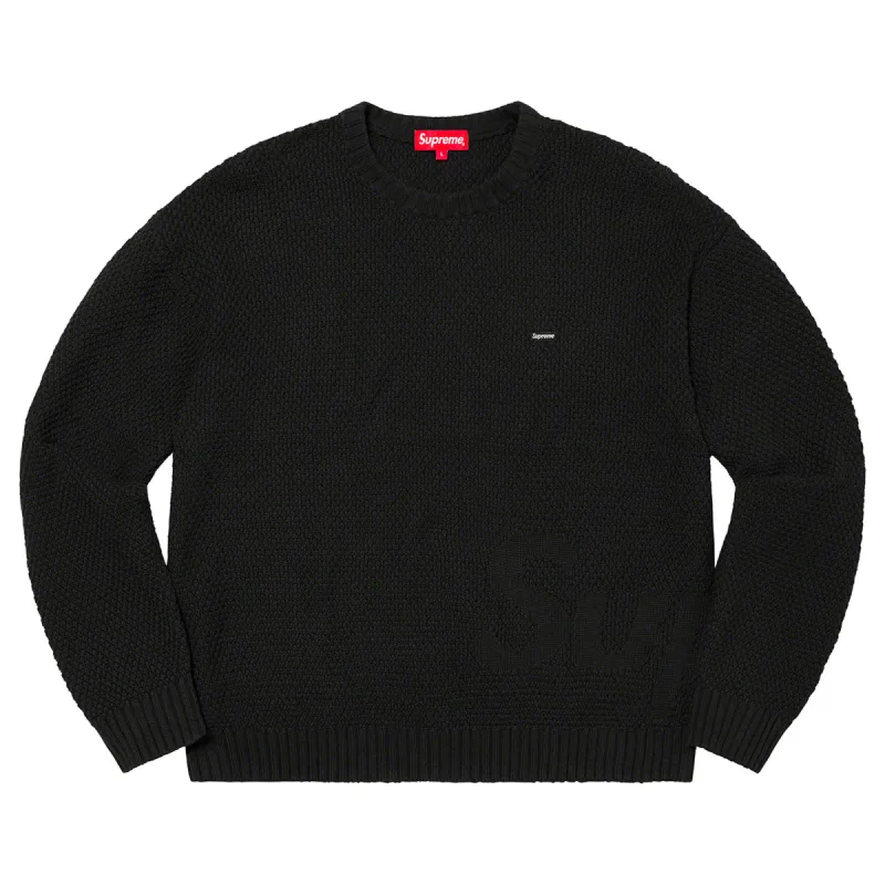 Supreme Textured Small Box Sweater Black sold by PLUS
