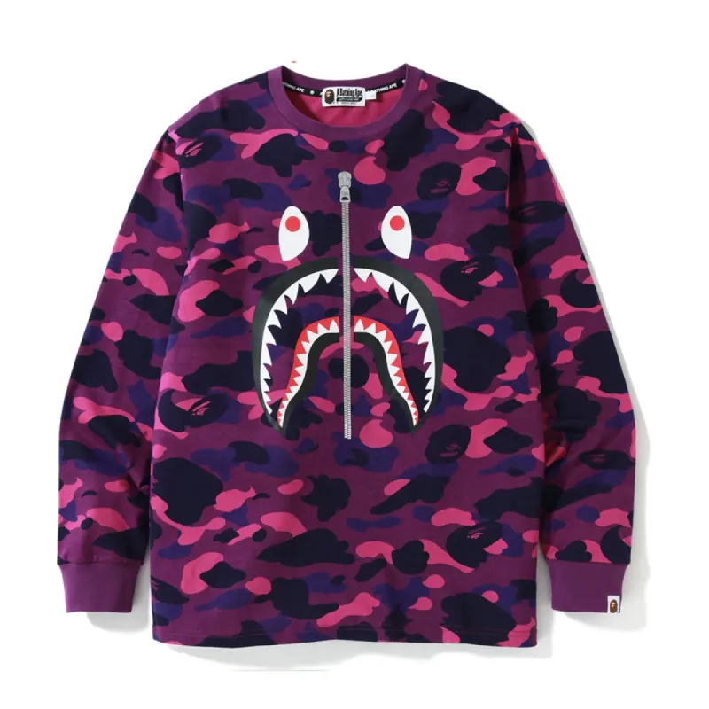 BAPE Color Camo Relaxed Fit Shark L/S Tee Purple sold by PLUS