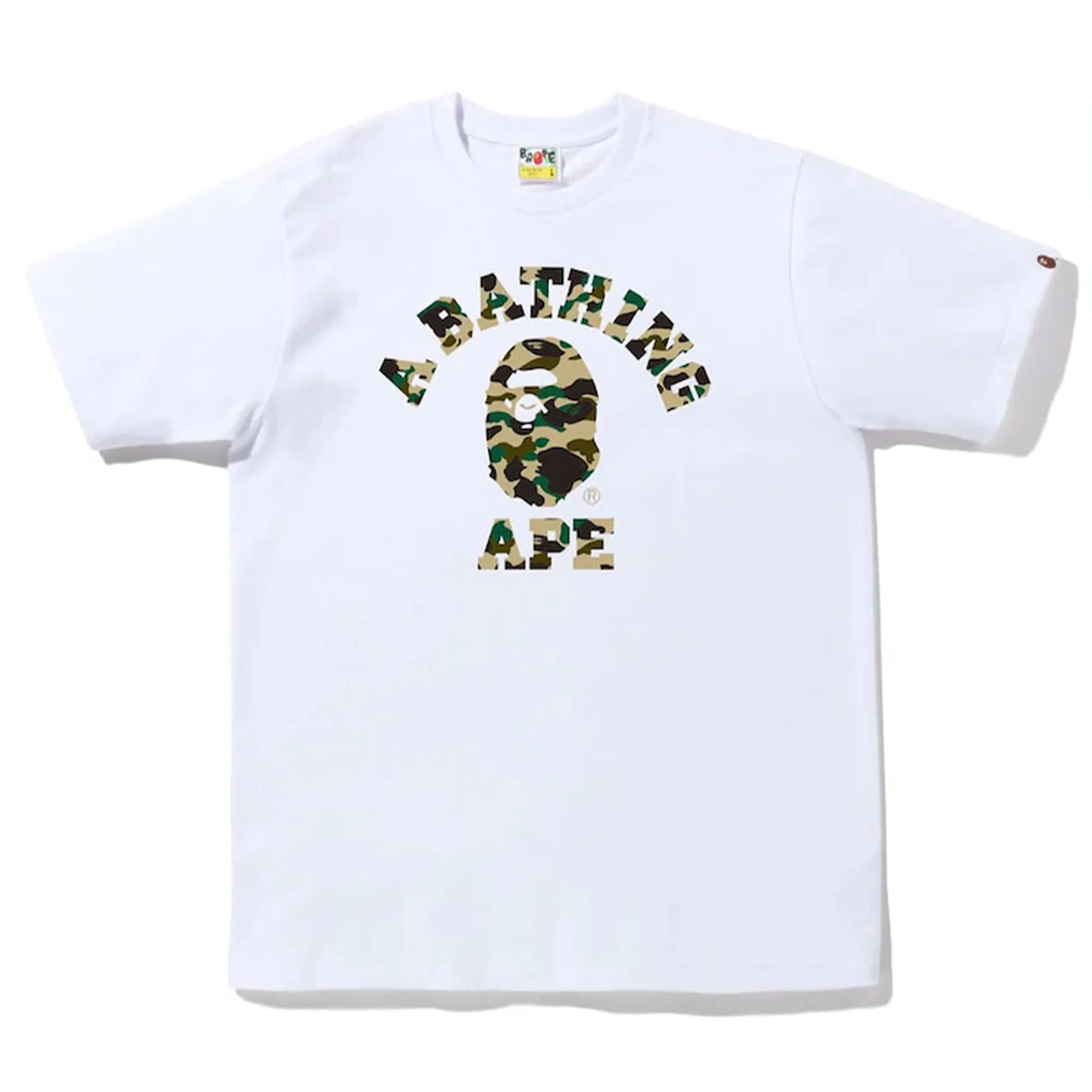 Bape Text ABC Camo College Tee White/Yellow sold by PLUS