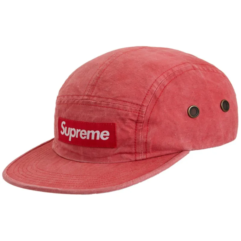 Supreme Washed Linen Camp Cap Red sold by PLUS