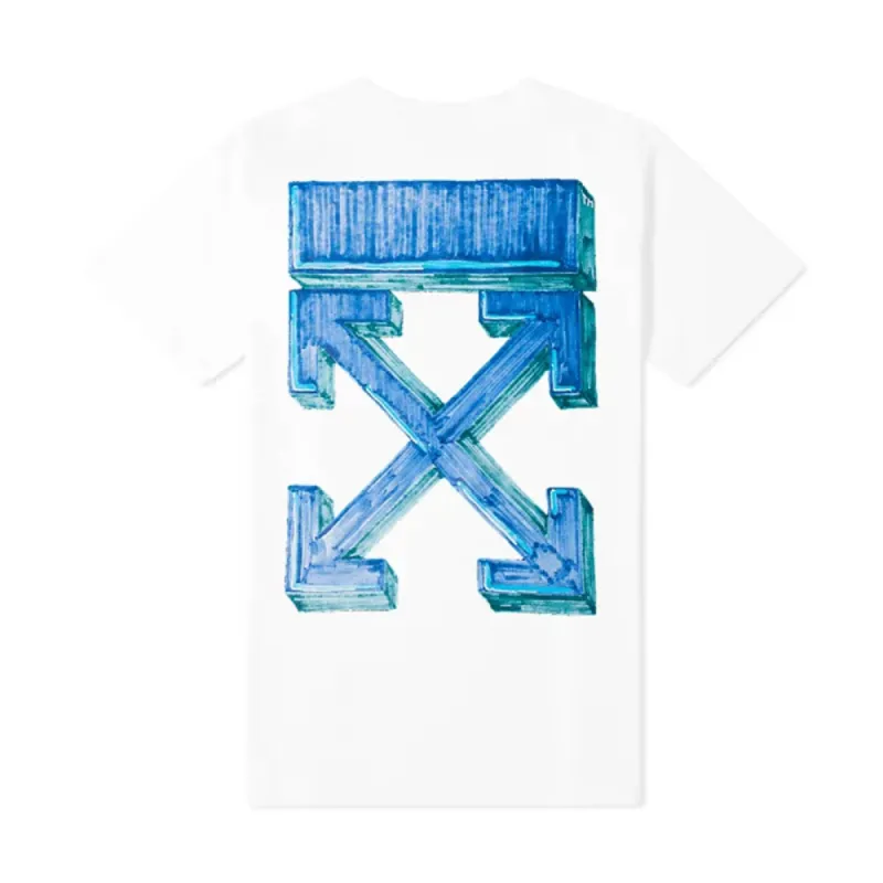 Off-White Marker S/S Slim Tee White/Blue sold by PLUS