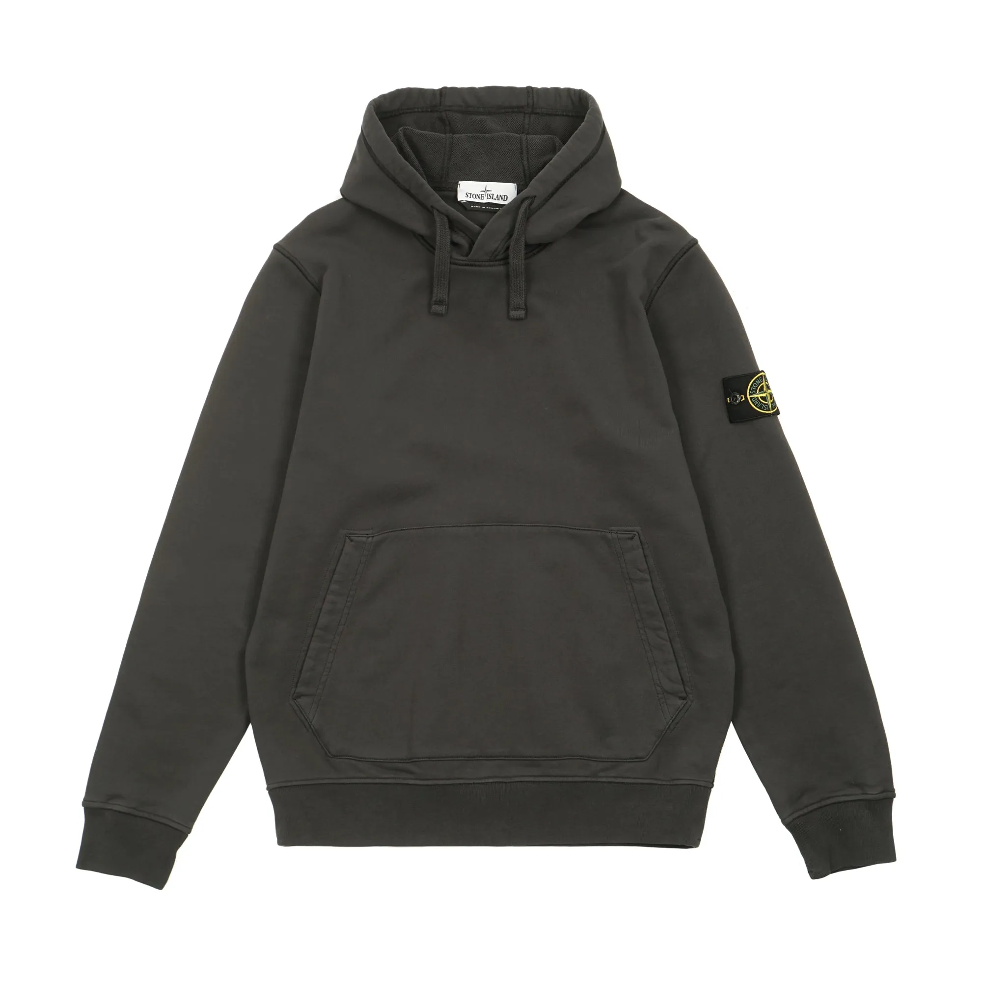 Stone Island Cotton Fleece Hooded Sweatshirt Charcoal sold by PLUS