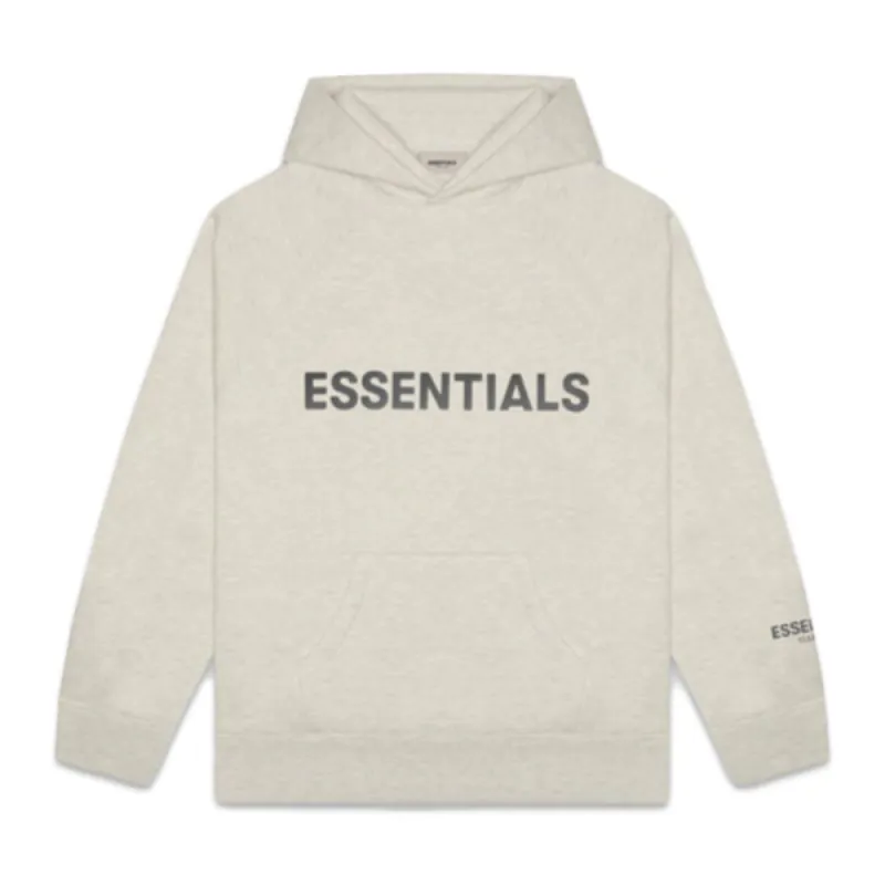 FOG ESSENTIALS 3D Silicon Applique Pullover Hoodie Oatmeal Heather sold by PLUS