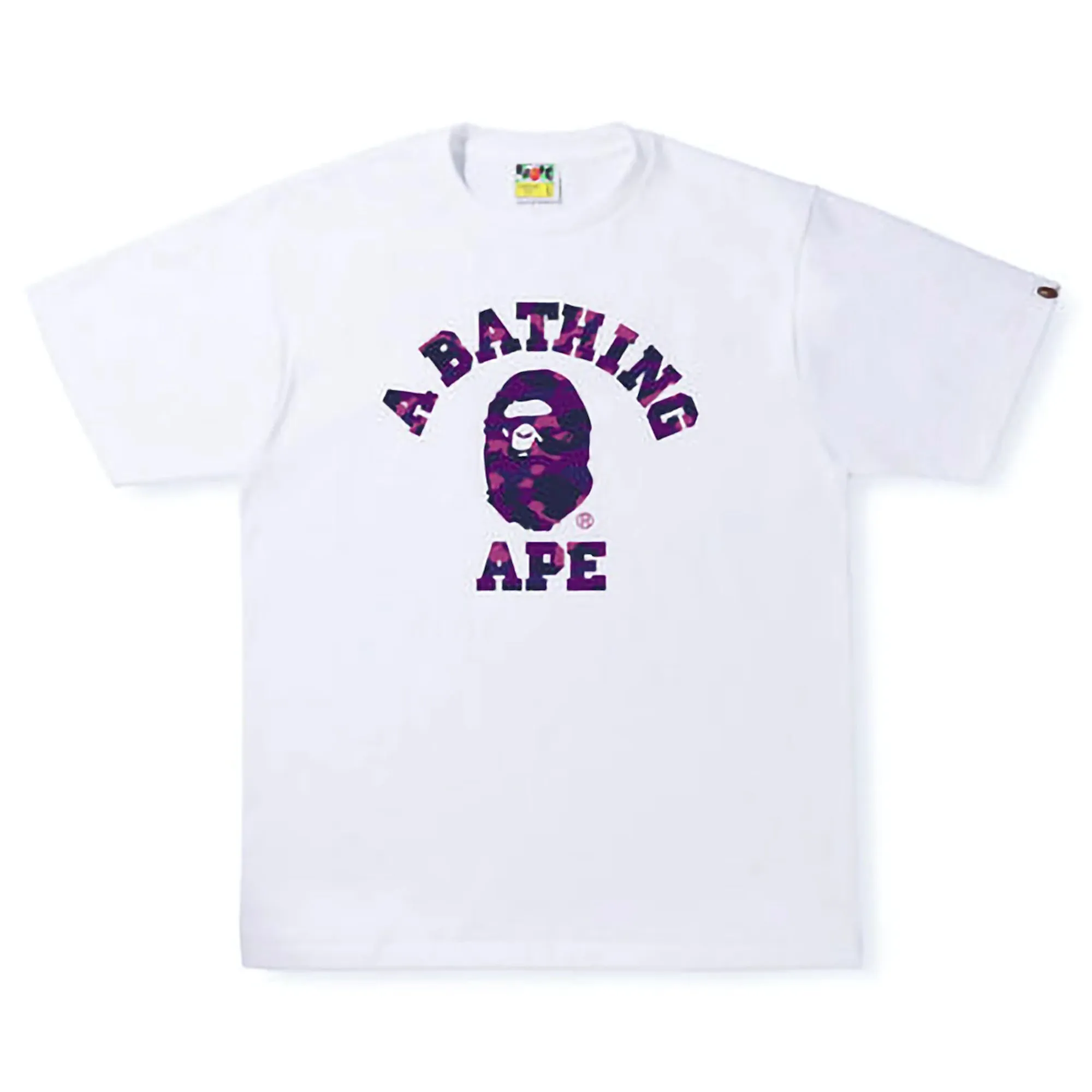 Bape Text Color Camo College Tee White Purple sold by PLUS