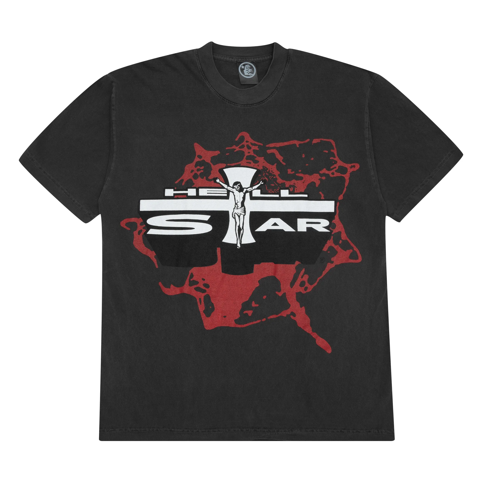 Hellstar Studios Jesus Emblem Tee Washed Grey sold by PLUS