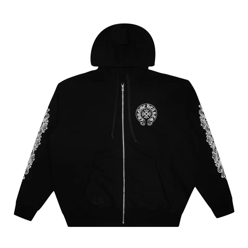 Chrome Hearts ロンパース ブラック Chrome Hearts Black Leather Horseshoe Zip Hoodie SOLD Condition