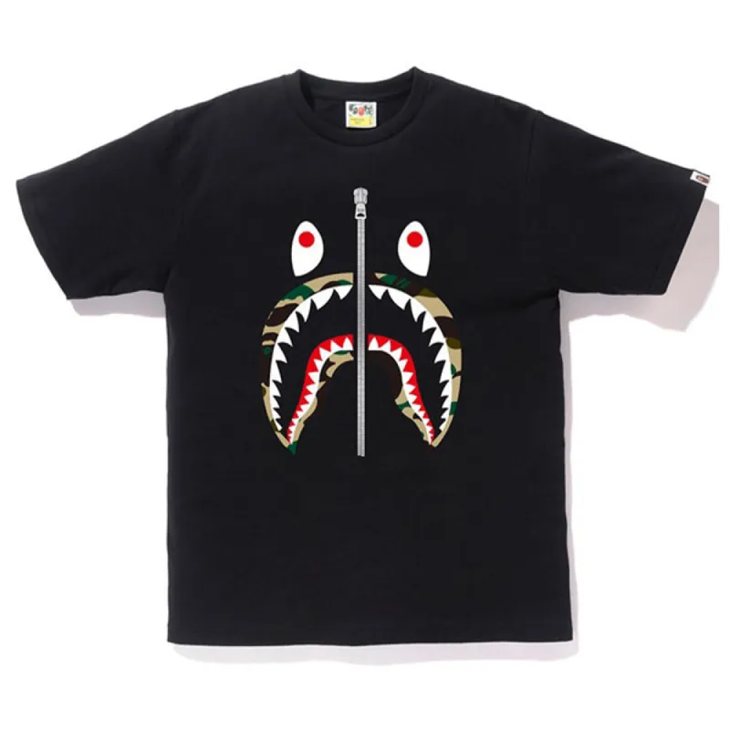 Bape 1st Camo Shark Tee Black/Yellow sold by PLUS