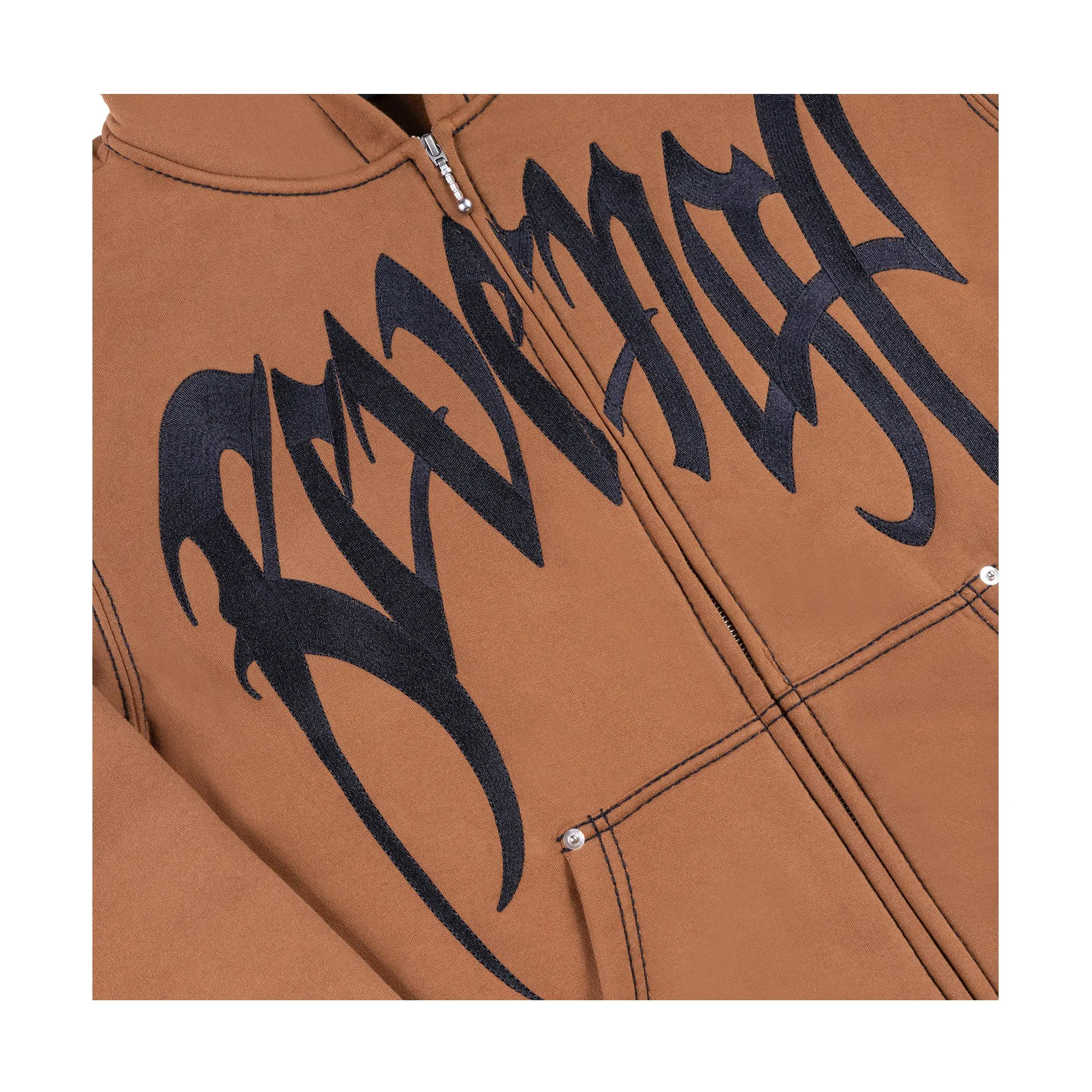 Revenge Contrast Embroidered Zip Up Brown sold by PLUS product image thumbnail 2