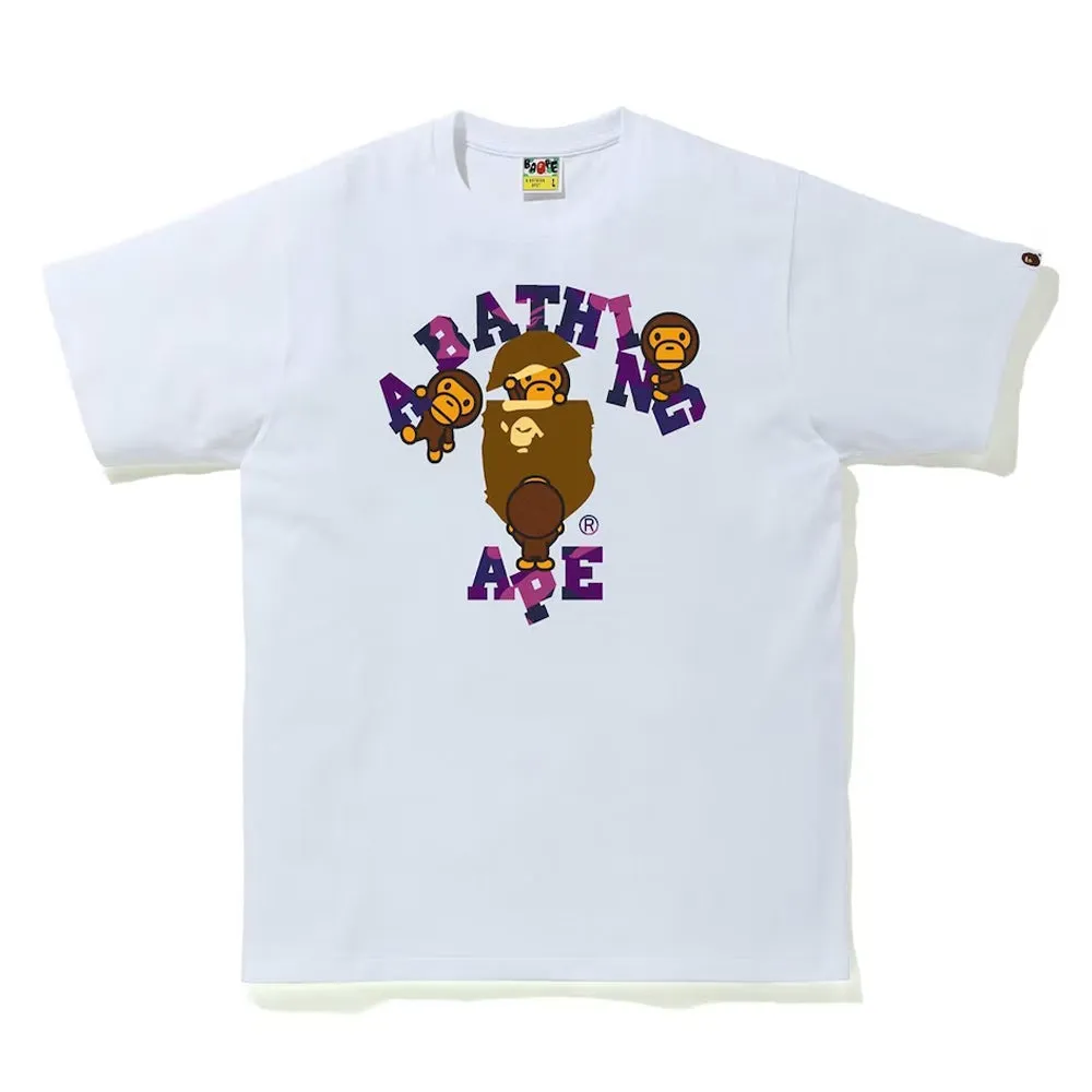 Bape Color Camo College Milo Tee White/Purple sold by PLUS