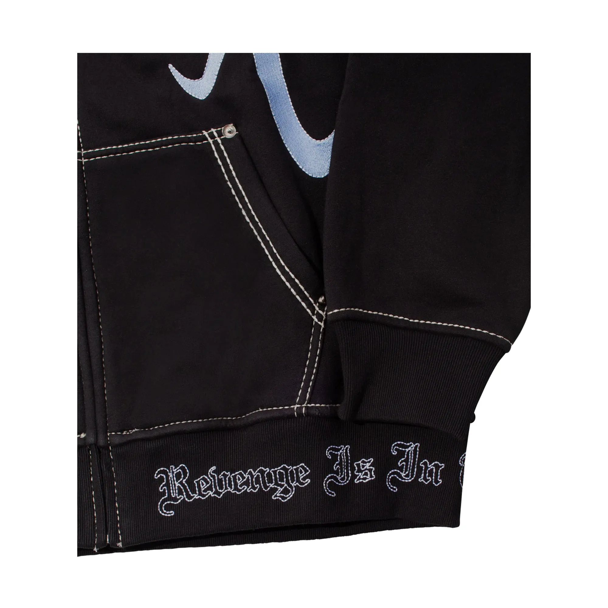 Revenge Contrast Embroidered Zip Black/Blue | Parallel