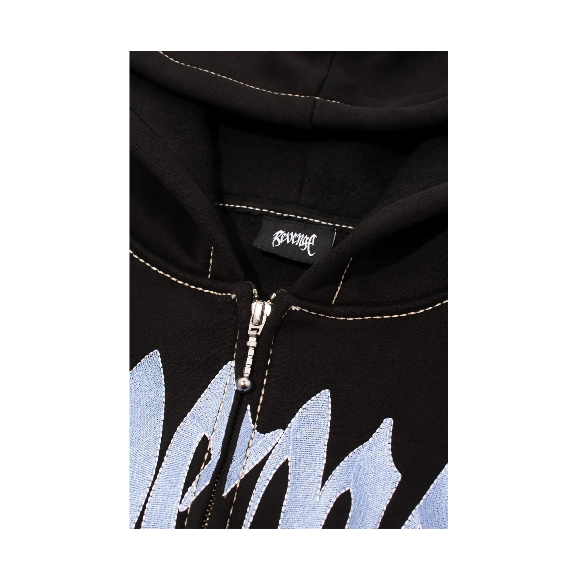 Revenge Contrast Embroidered Zip Black/Blue | Parallel