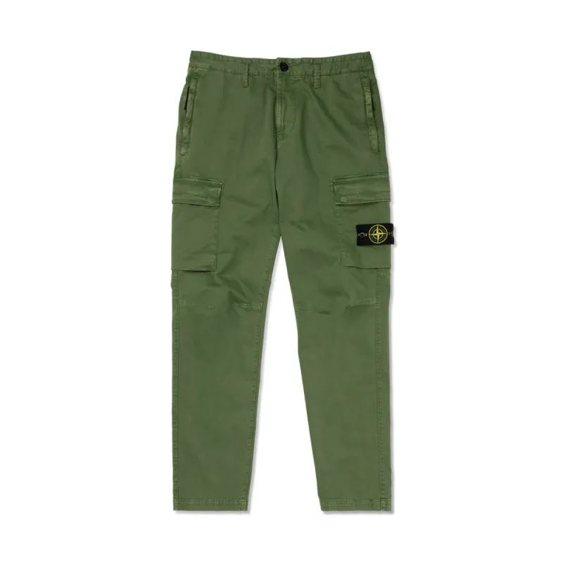 Stone Island Stretch Broken Twill Cotton Old Effect Cargo Pant Olive Green sold by PLUS