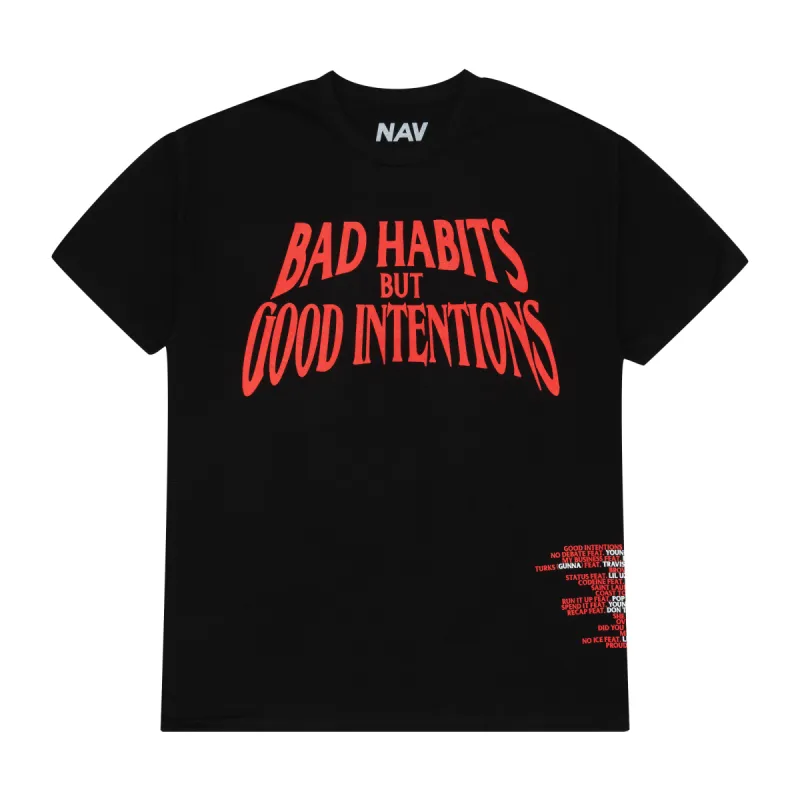 Vlone x Nav Bad Habits Tee Black sold by PLUS