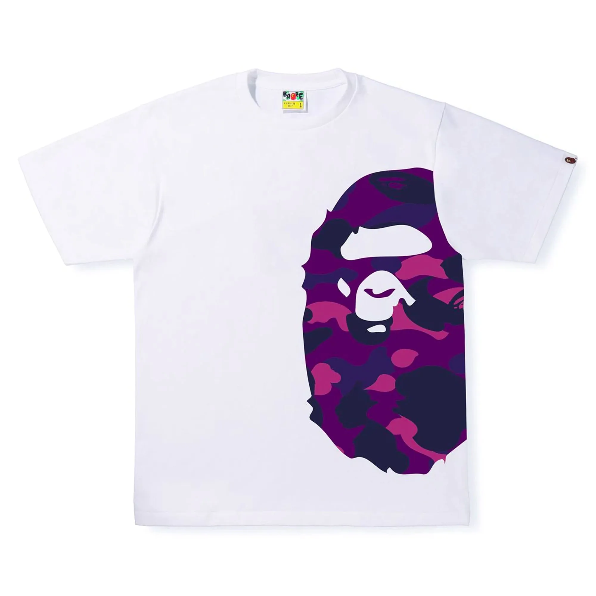 BAPE Color Camo Side Big Ape Head Tee White/Purple sold by PLUS
