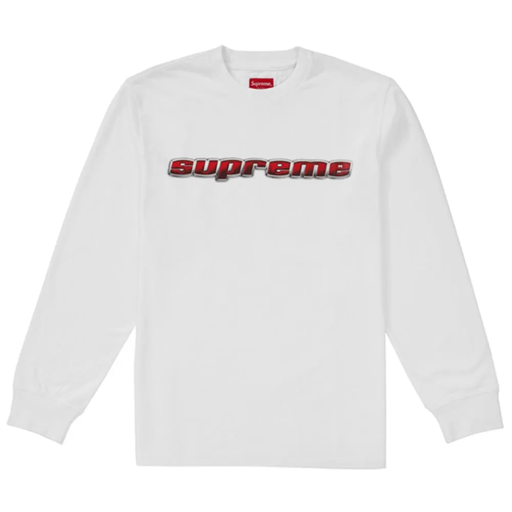 Supreme Chrome Logo L/S Top White sold by PLUS