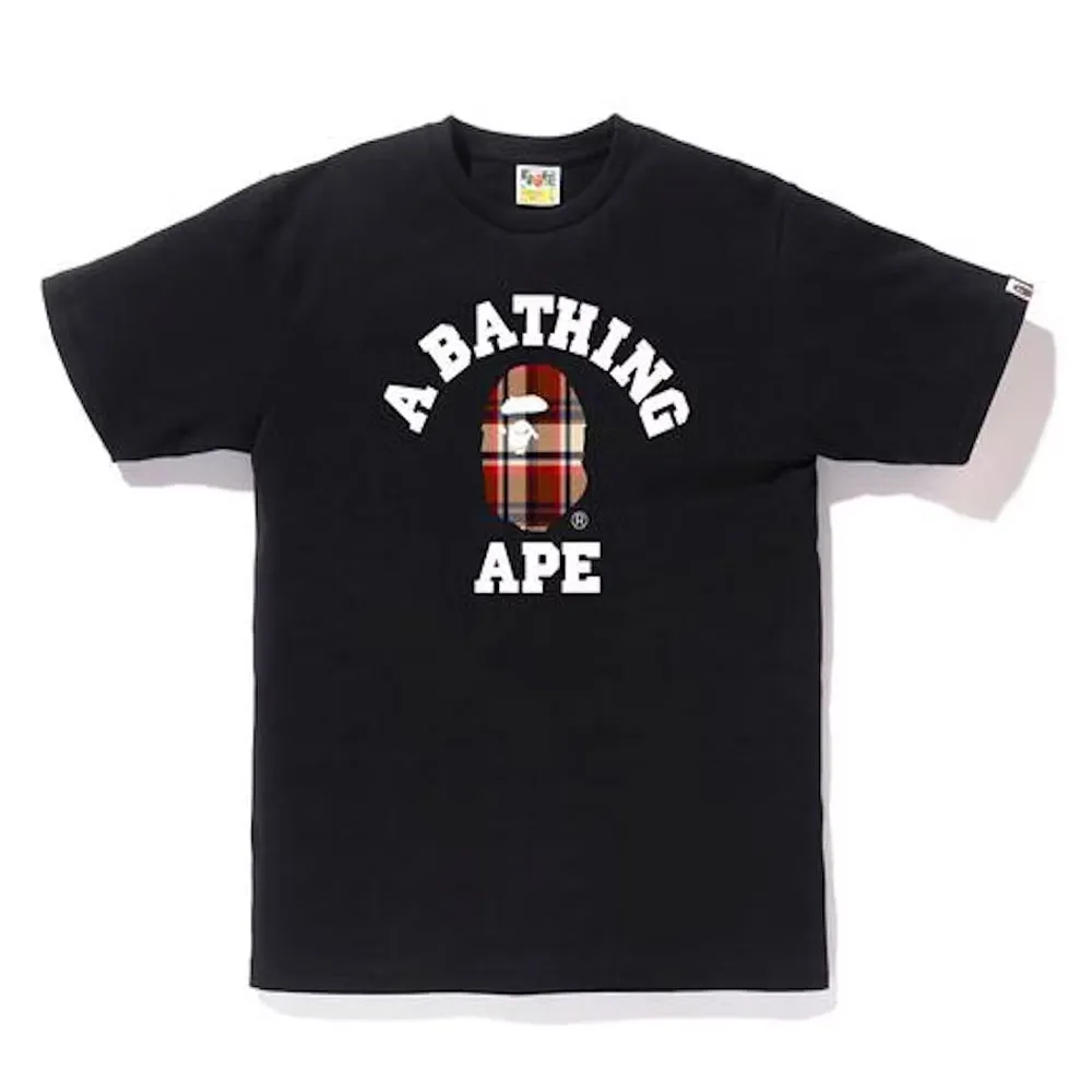 Bape Check College Tee Black/Red sold by PLUS