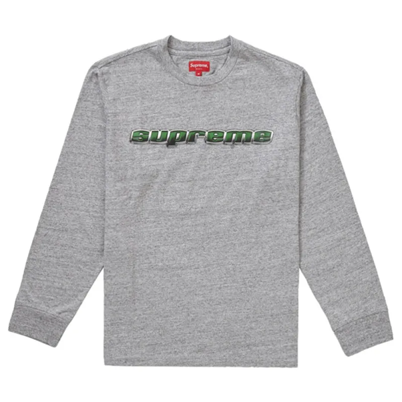 Supreme Chrome Logo L/S Top Heather Grey sold by PLUS
