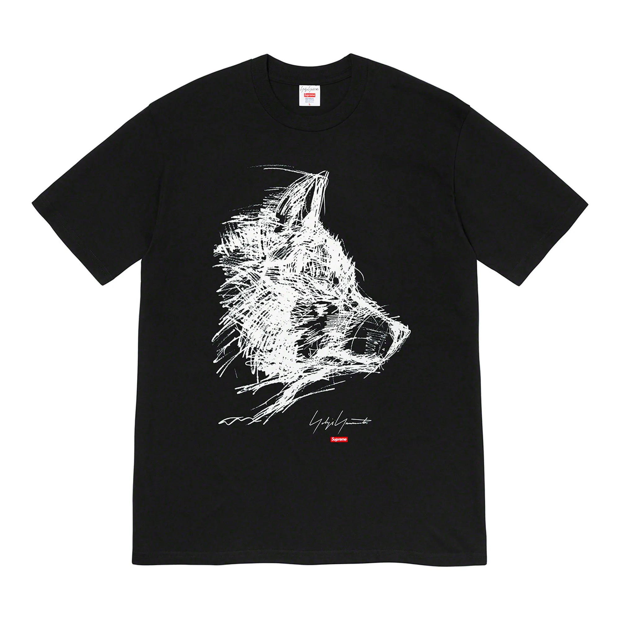Supreme Yohji Yamamoto Scribble Wolf Tee Black sold by PLUS