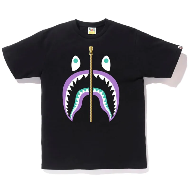 BAPE Colors Gold Zip Shark Tee Black (SS19) sold by PLUS