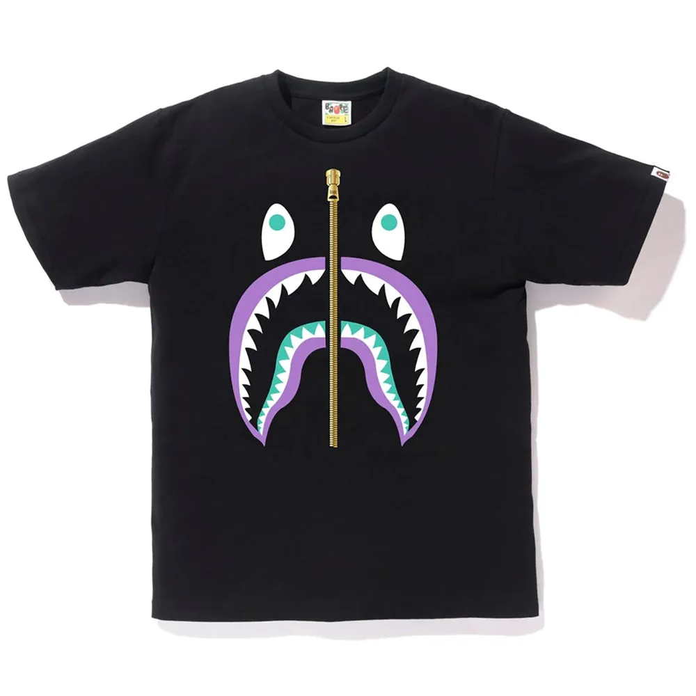 BAPE Colors Gold Zip Shark Tee Black (SS19) sold by PLUS