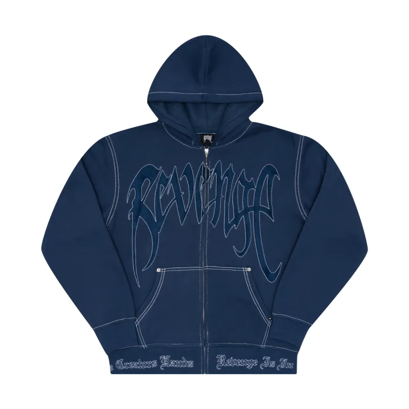Revenge Contrast Embroidered Zip Up Navy sold by PLUS