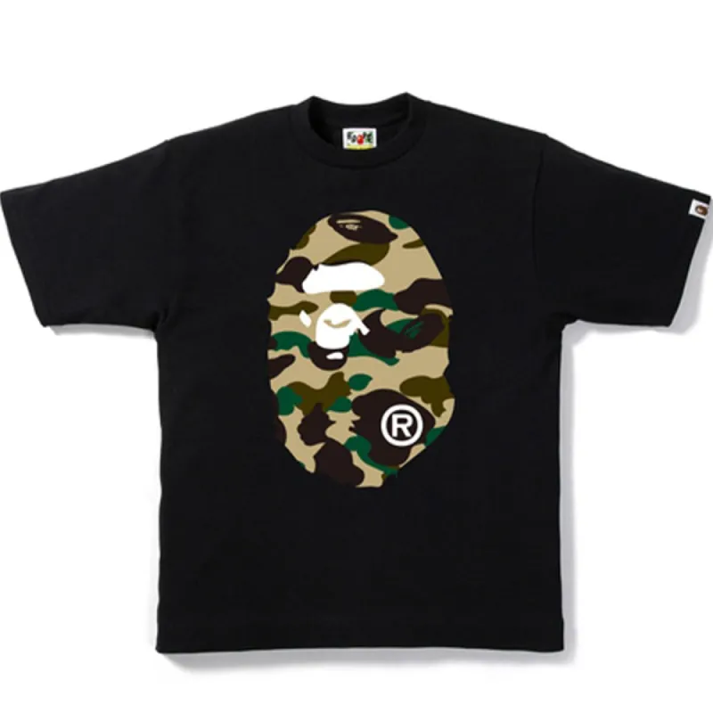 BAPE 1st Camo Big Ape Head Tee Black/Yellow sold by PLUS
