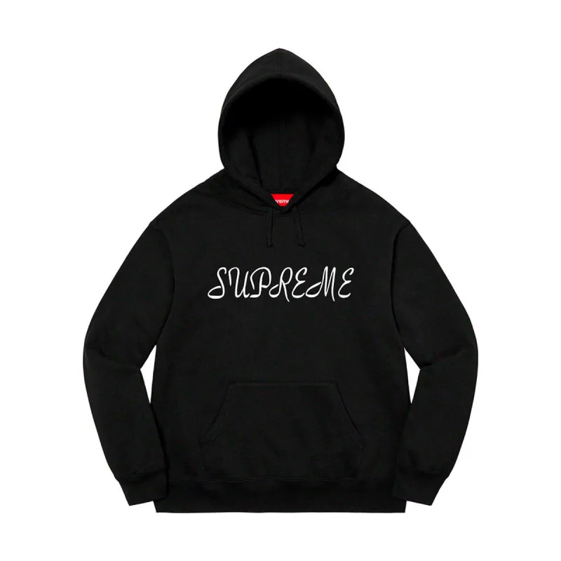 Supreme Script Hooded Sweatshirt Black sold by PLUS