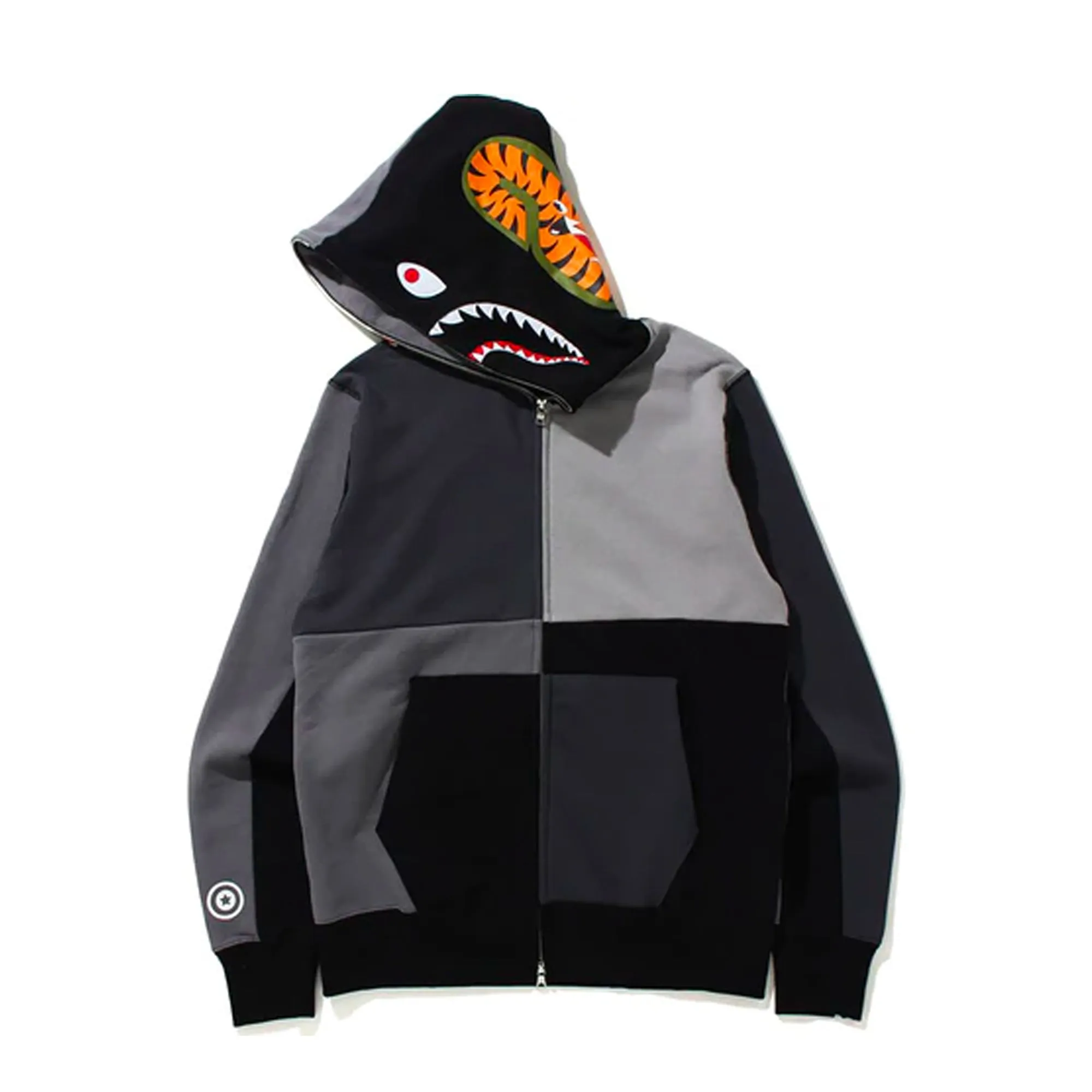 Bape Multi Color Patchwork Shark Full Zip Hoodie Gray sold by PLUS product image thumbnail 2