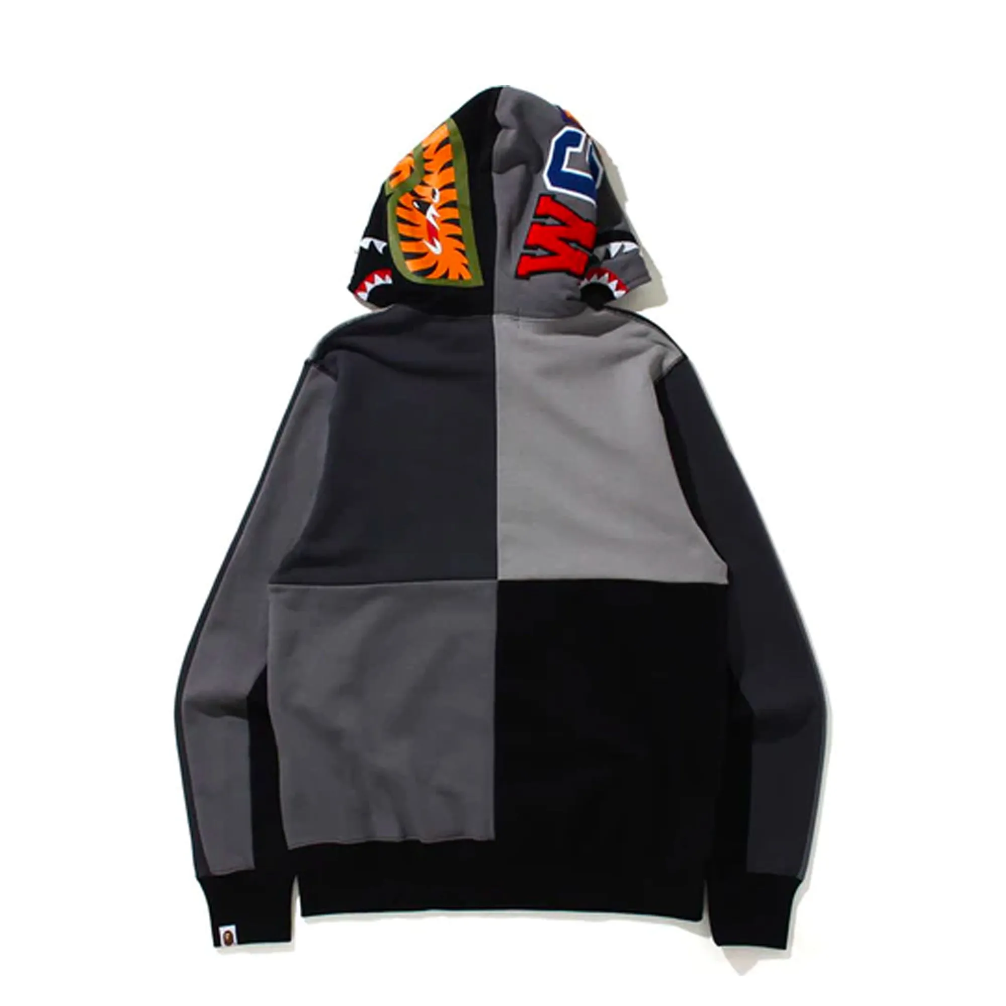 Bape Multi Color Patchwork Shark Full Zip Hoodie Gray sold by PLUS product image thumbnail 3