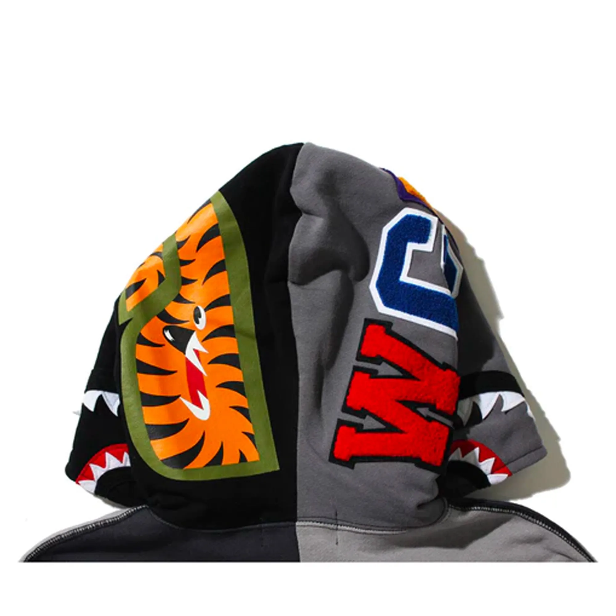 Bape Multi Color Patchwork Shark Full Zip Hoodie Gray sold by PLUS product image thumbnail 4